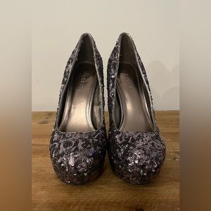 BAKERS Woman’s Purple Sequence Heels Size 8 1/2 M